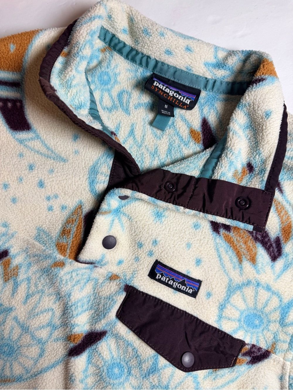 Patagonia Synchilla Pullover Fleece Sweatshirt Medium Harvest Moon Owl Cream